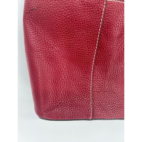 Dooney & Bourke Purse Shoulder Bag Red Burgundy Leather Quality Handbag - Picture 6 of 12